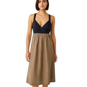 Gap Dress Size 10 SILK Blend Pockets Empire Waist Dress Women’s Brown Black NWT